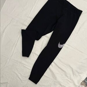 Nike Junior Large Black Leggings with White Logo
